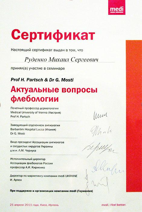 сертификат михаил руденко